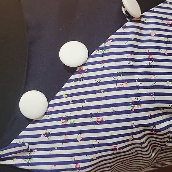 Unique Vintage Asymmetrical Navy Blue White Hamilton Dress Size XS - Picture 3 of 7